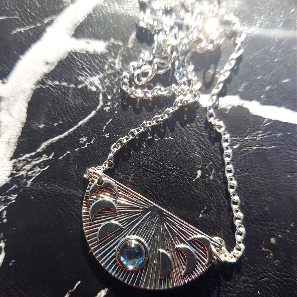 Silver Celestial Moon Phase Necklace
